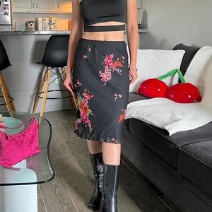 Y2k Floral Midi Skirt